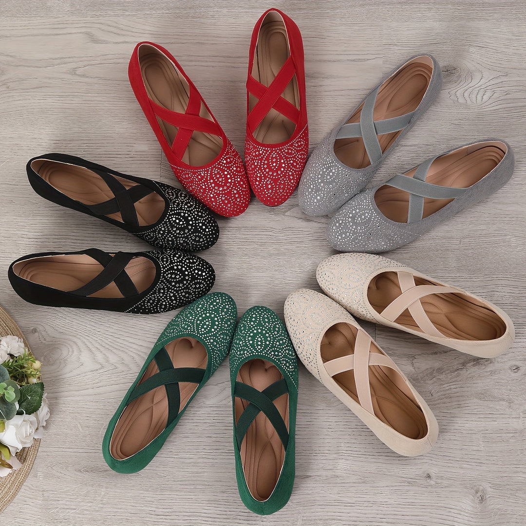 Levoire | Ballerines À Strass Avec Sangle Élastique