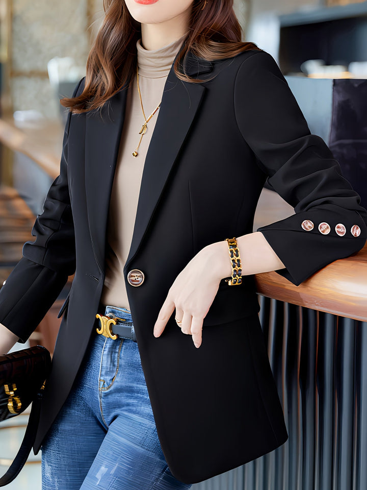 Levoire | Blazer Élégant Avec Col Et Bouton Noir