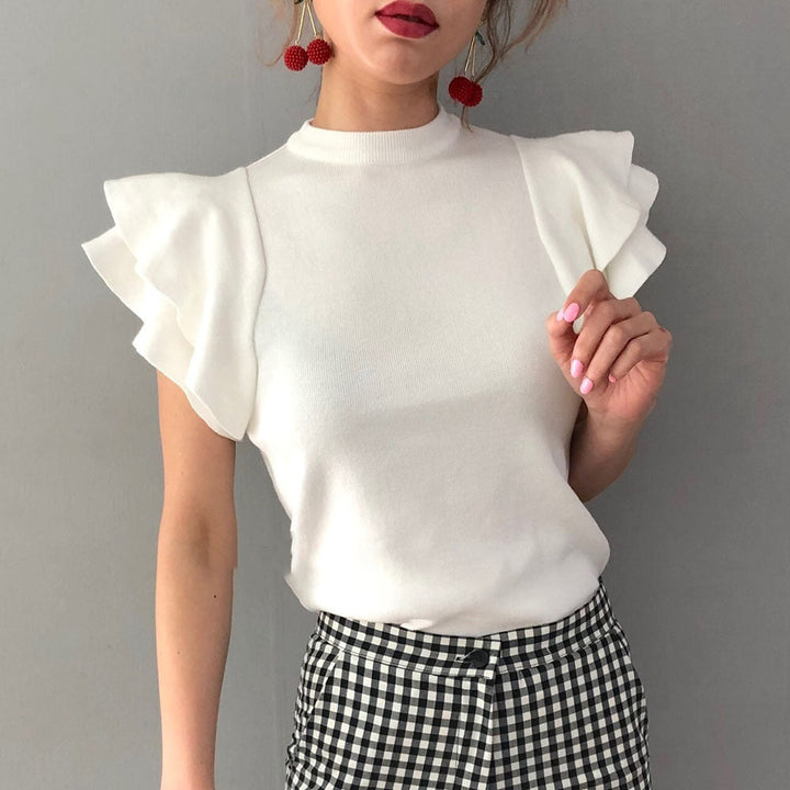 Levoire | Blouse à la mode avec volants Blanc Taille Unique