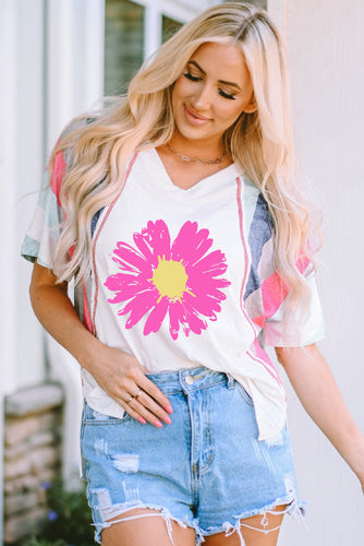 Levoire | Daisy Grafik V-neck T-shirt à manches longues
