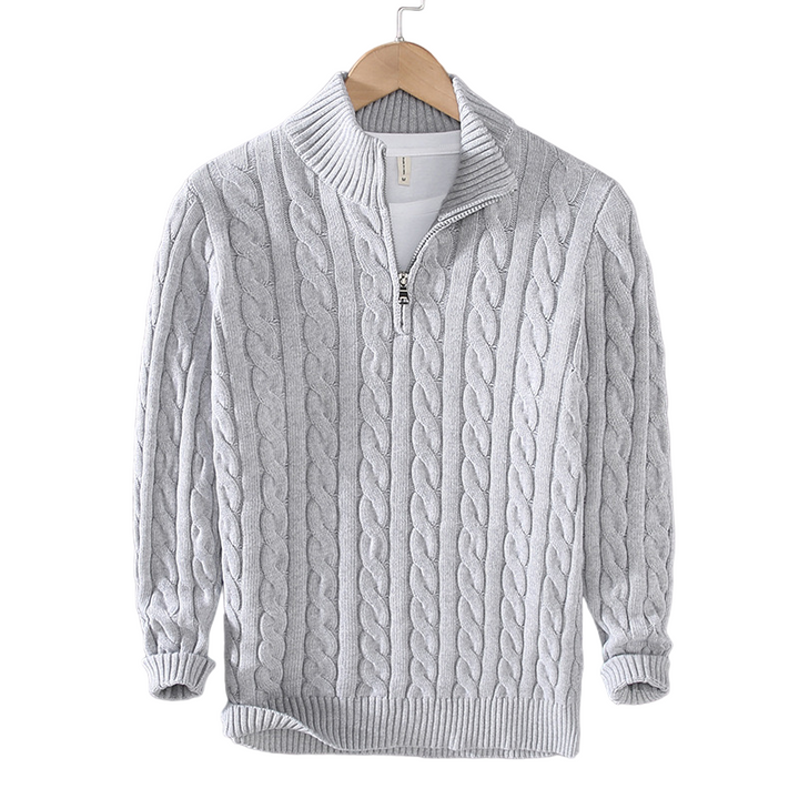 Levoire | Pull En Tricot De Luxe Avec Fermeture Éclair Moderne Gris