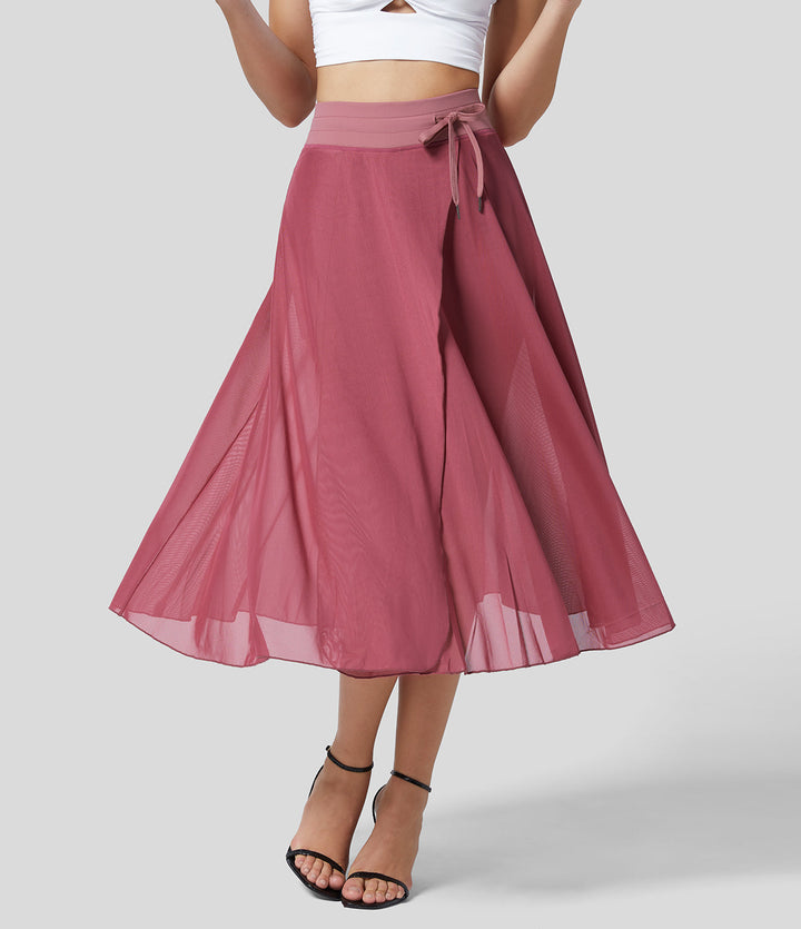 Levoire | Jupe Midi 2-En-1 Taille Haute Rose