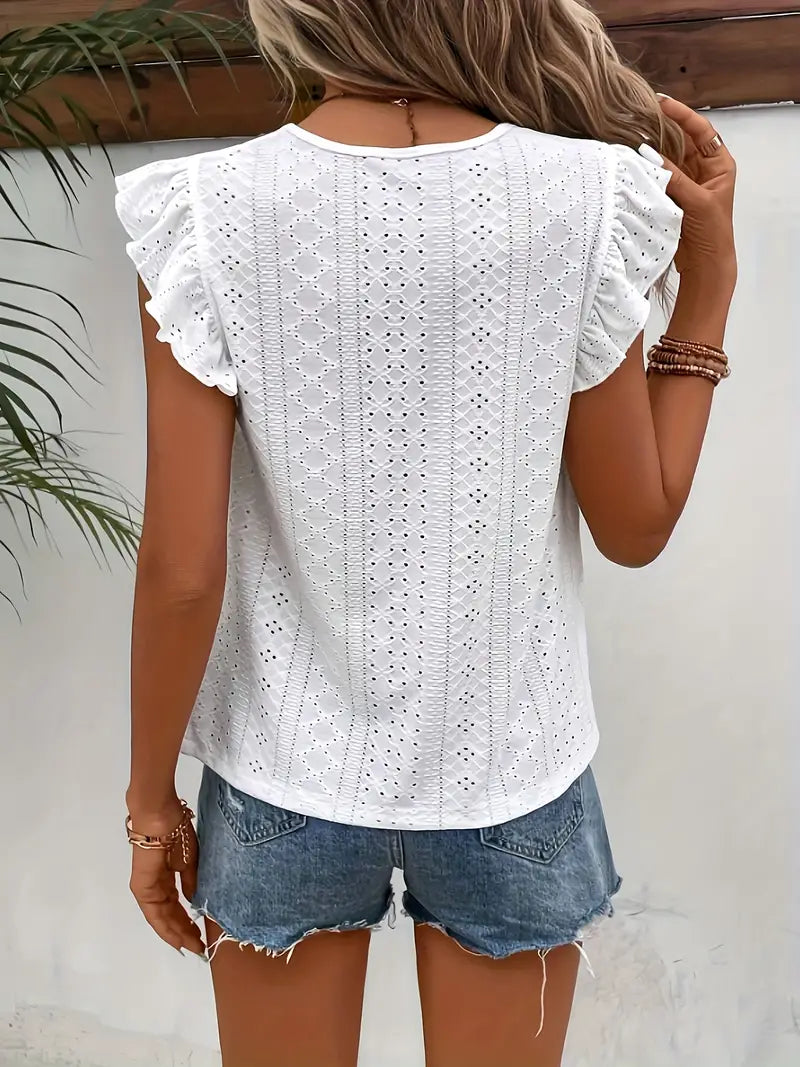 Levoire | T-Shirt Vintage Avec Col Rond Et Ornements En Volants