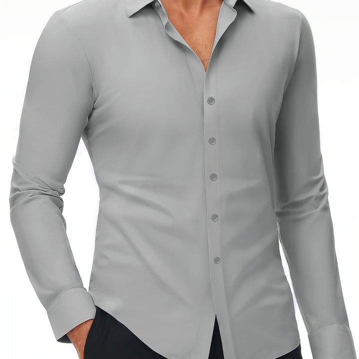 Levoire | Slim Fit Chemise En Coton Stretch Gris moyen