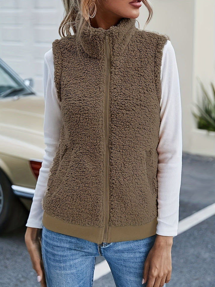 Levoire | Gilet À Zip Duveteux Dans Une Couleur Unie Braunheit