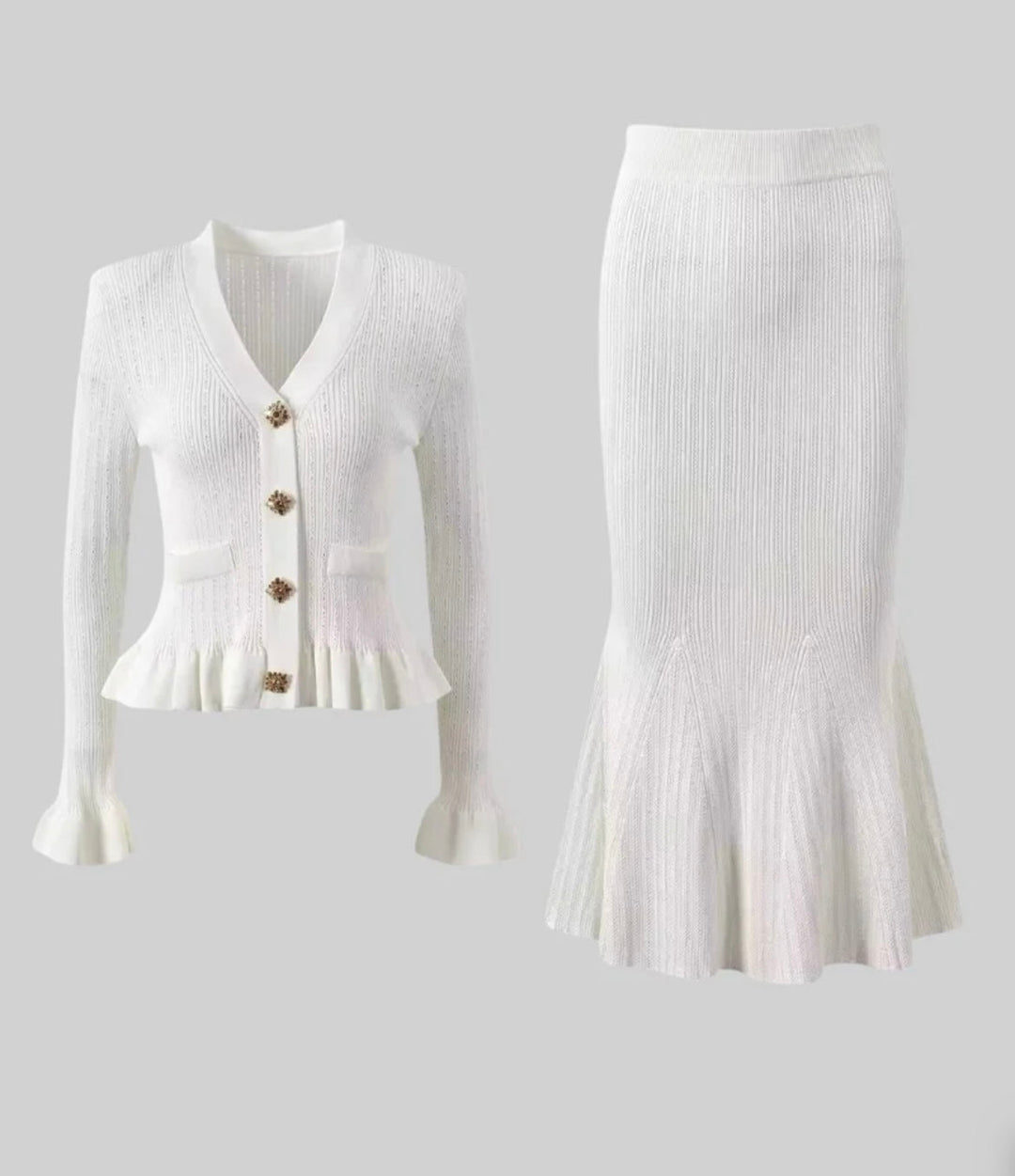 Levoire | Robe En Tricot Avec Boutons En Perles Blanc S