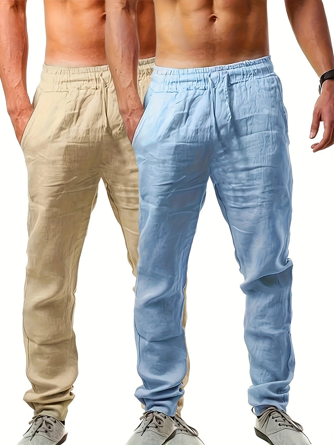 Levoire | Pantalons Unicolores Pour Hommes Kaki Bleu