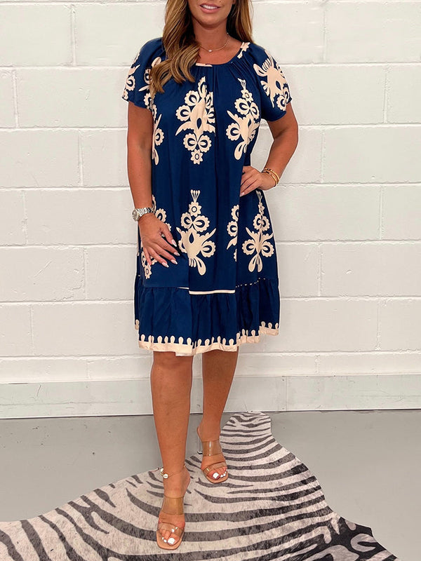 Levoire | Robe Dt Avec Motif Floral Bleu foncé