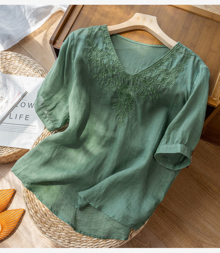 Levoire | Chemise Brodée À Col En V