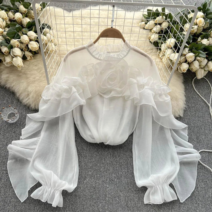 Levoire | Top à volants irréguliers Blanc Une taille