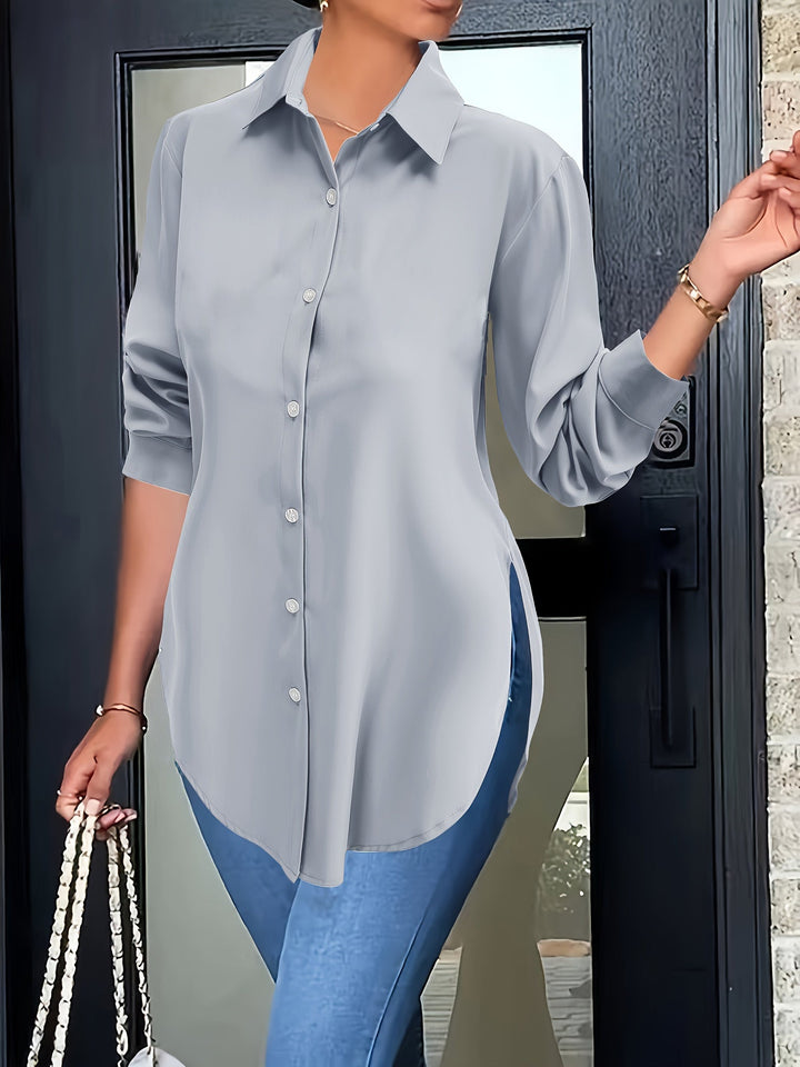 Levoire | Blouse Élégante Avec Fermeture À Boutons Et Manches Longues gris