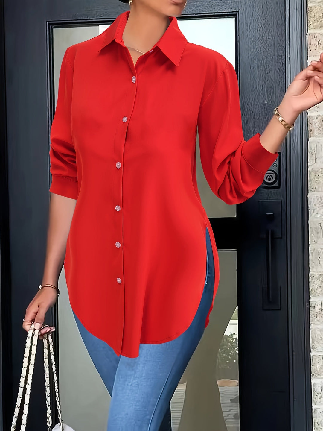 Levoire | Blouse Élégante Avec Fermeture À Boutons Et Manches Longues Rot