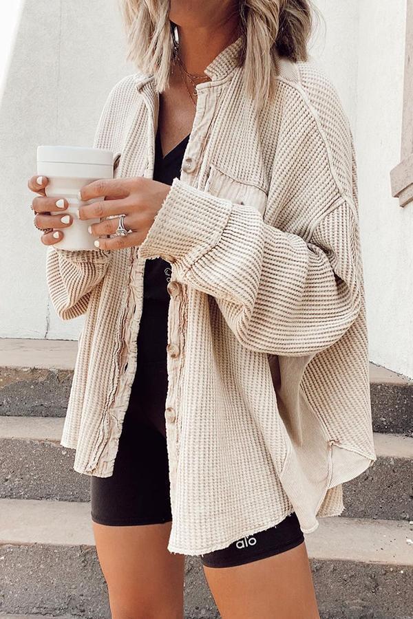 Levoire | Blouse À Boutons À Manches Longues Et Veste Matelassée Beige
