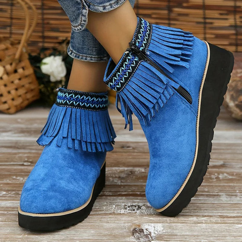 Levoire | Bottines À Franges Hiver Bleue
