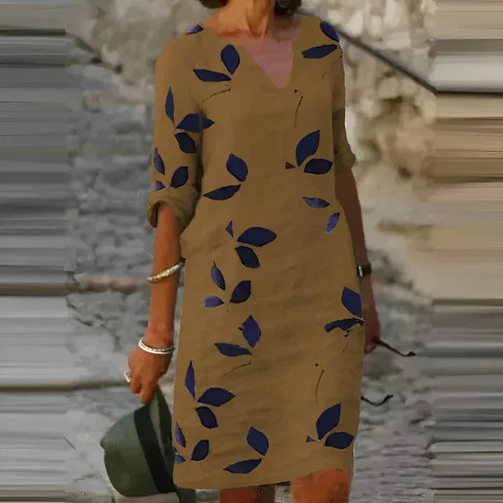 Levoire | Robe Imprimée Feuilles Légère Été Braun
