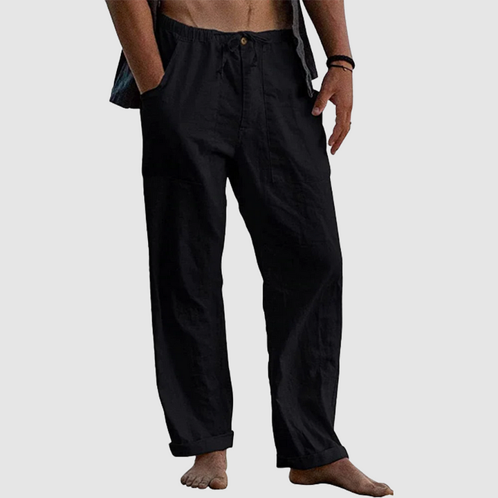 Levoire | Détente Ajustement Pantalons Légers En Lin Pour Hommes Noir