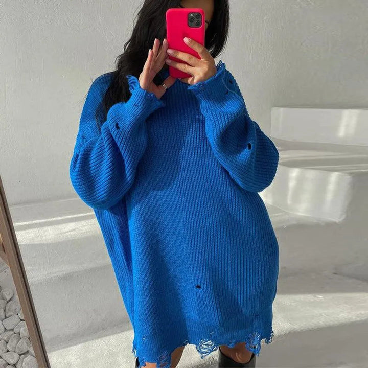 Levoire | Rento pull, avec des déchirures Bleu