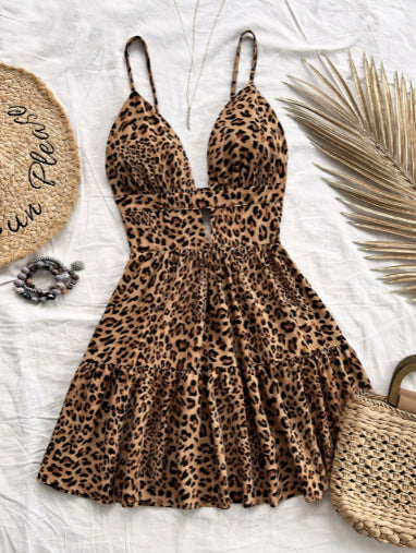 Levoire | Robe d'été à bretelles et à taille élastique Couleur caramel