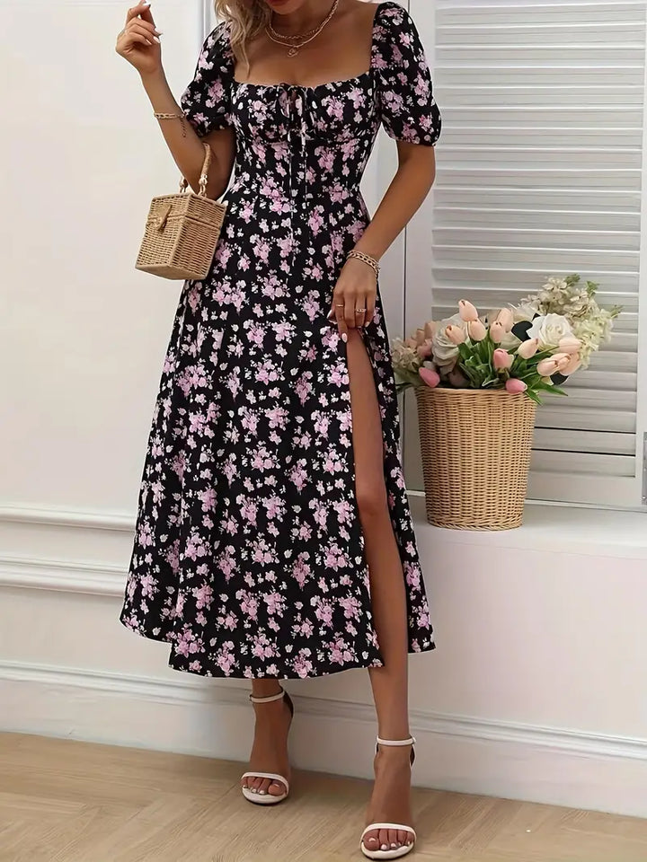 Levoire | Robe En A-Ligne Avec Imprimé Floral Et Manches Bouffantes Pour Le Printemps Et L'Été