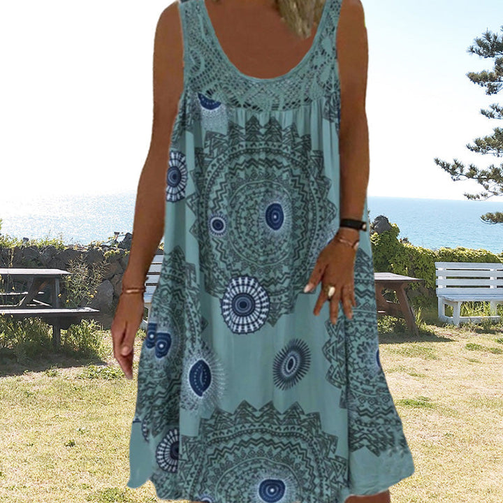 Levoire | Robe sans manches à anneau O avec impression Vert militaire