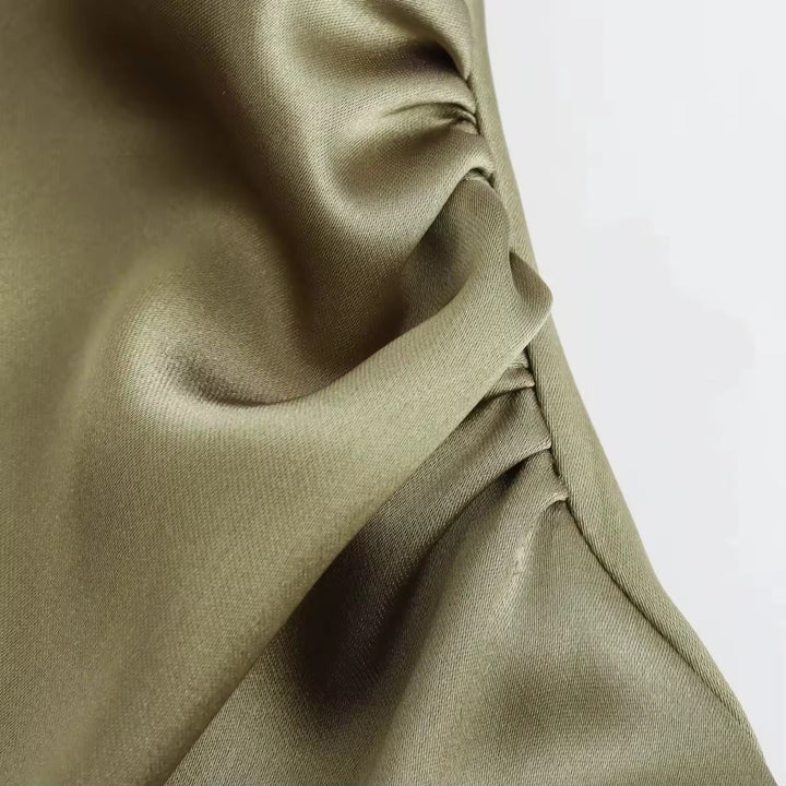 Levoire | Robe Maxi Satin Drapé Élégante