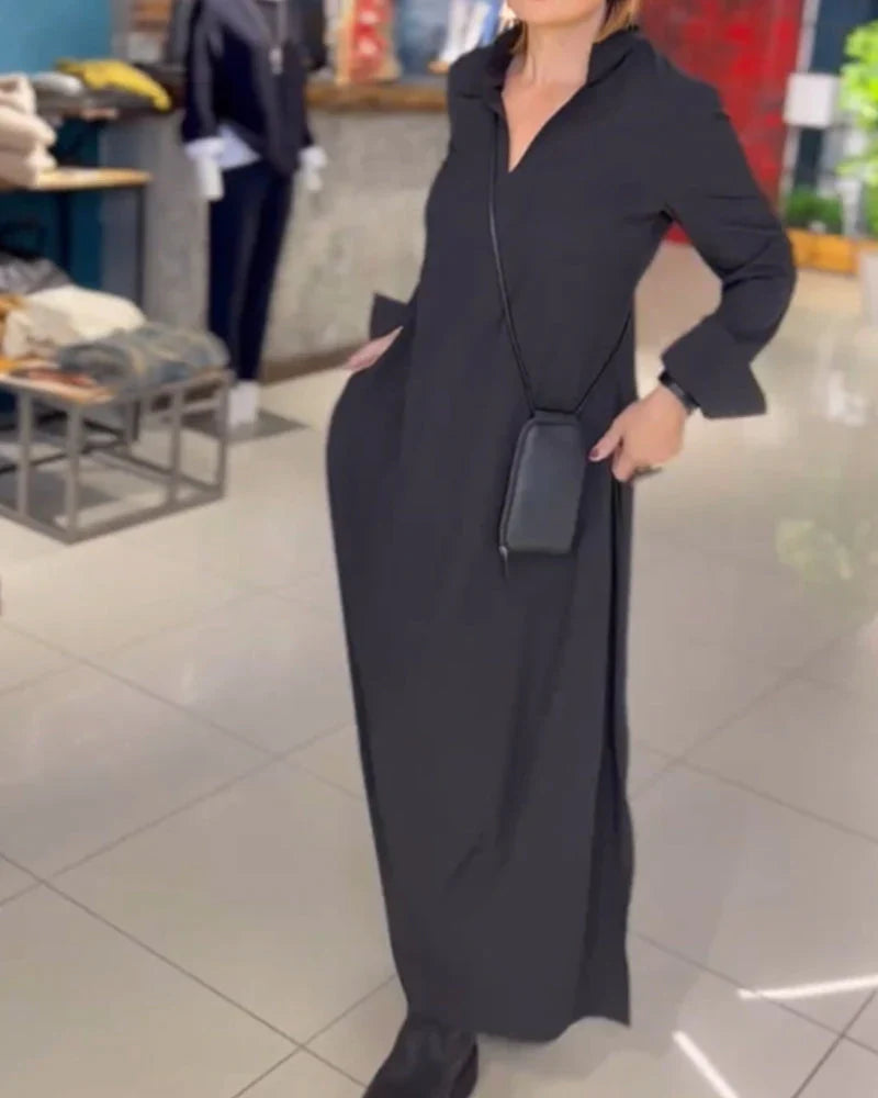 Levoire | Robe Longue Propre Avec Revers Et Fente Latérale