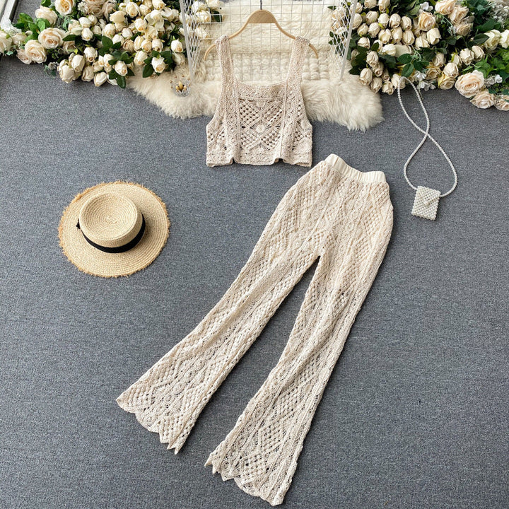 Levoire | Ensemble Veste et Pantalon Schlag en tricot Abricot Taille moyenne