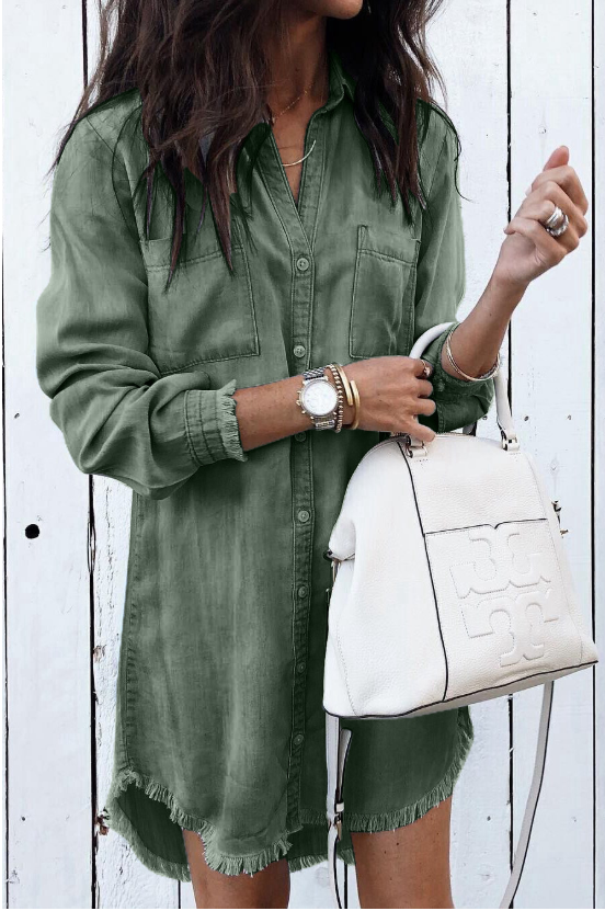 Levoire | Robe Chemise En Denim Pour Femmes Vert