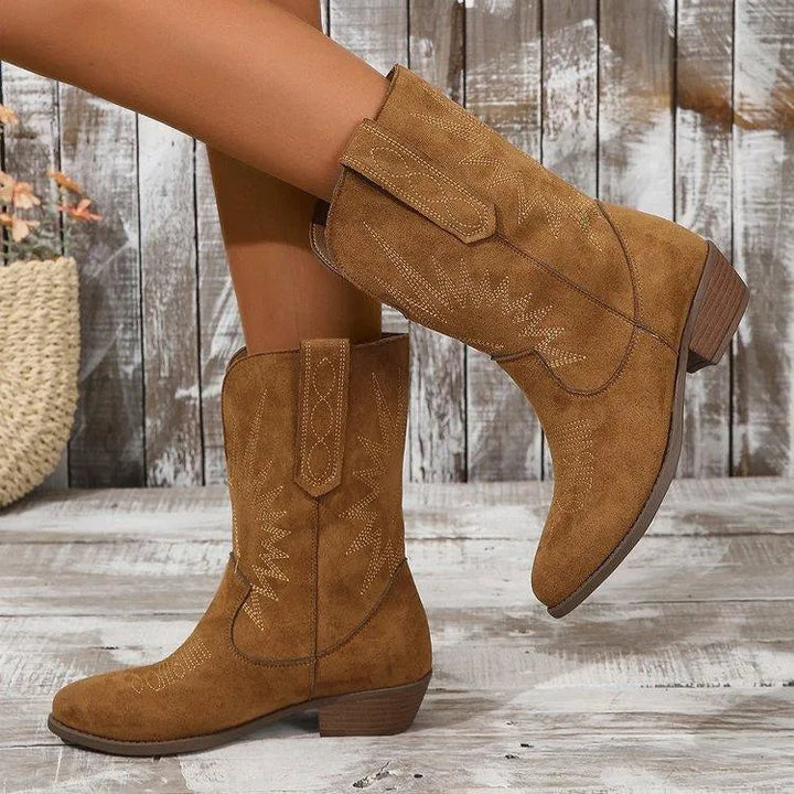 Levoire | Bottes Western en Similicuir chocolat
