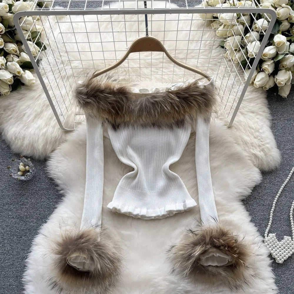 Levoire | Style tricot à une épaule Ins Blanc Une taille