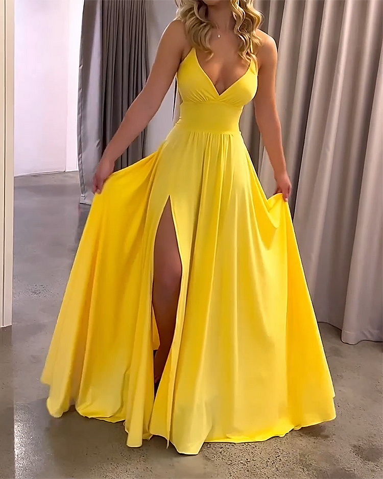 Levoire | Robe Avec Fente Jaune