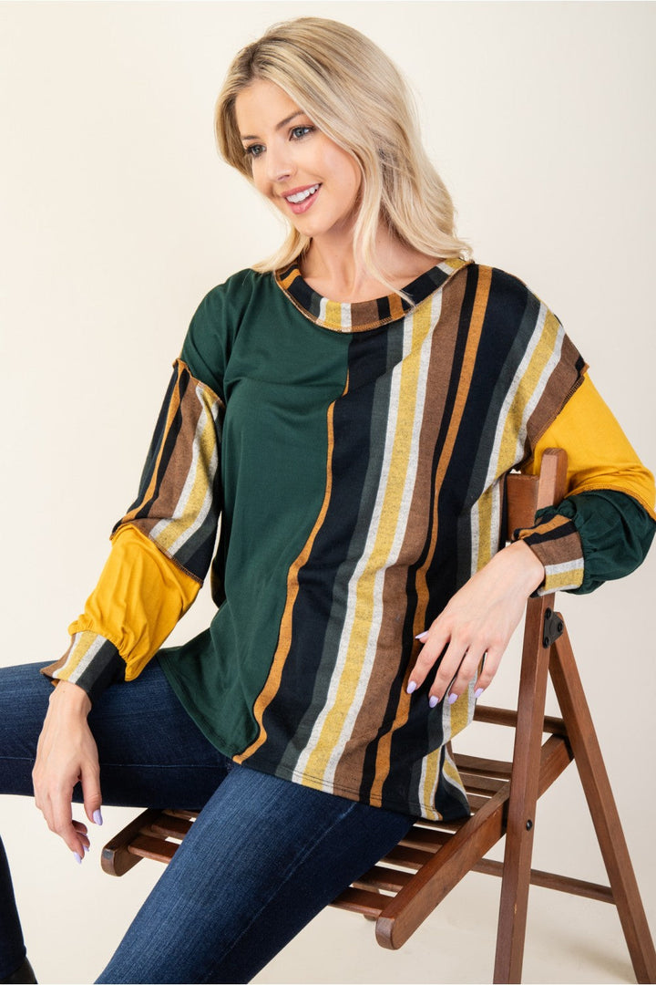Levoire | Celeste Koot Rayé Bloc de Couleur Coutures Visibles T-shirt