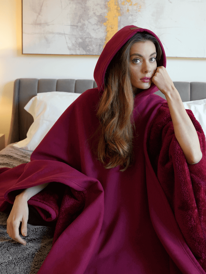 Levoire | Bergre Wrme Couvertures Chandail Capuche Fr Tous Les Jours Rouge wine Taille unique