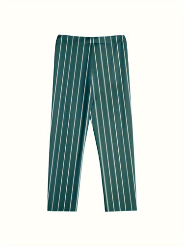 Levoire | Rétro Vert Rayé Imprimé Numérique Pantalon Homme