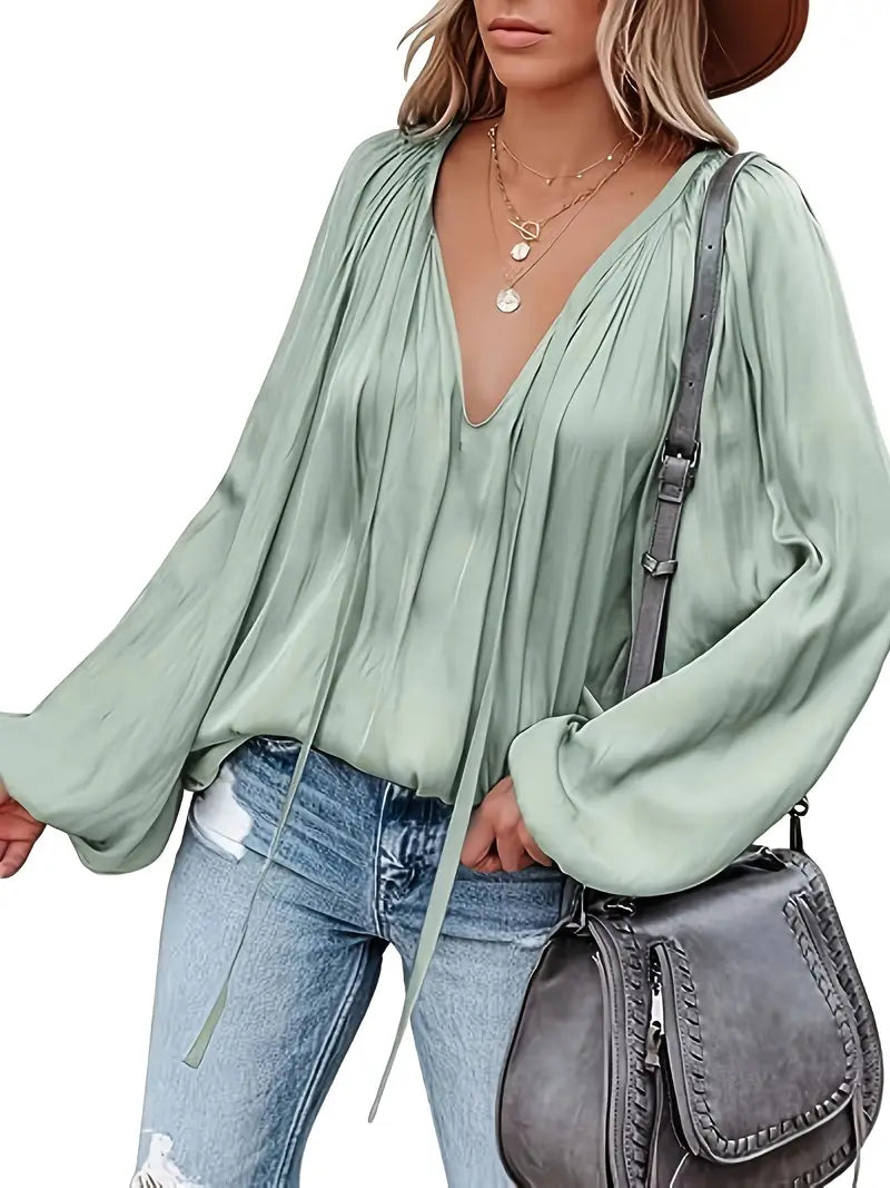 Levoire | Blouse En Satin Pour Femmes Vert clair