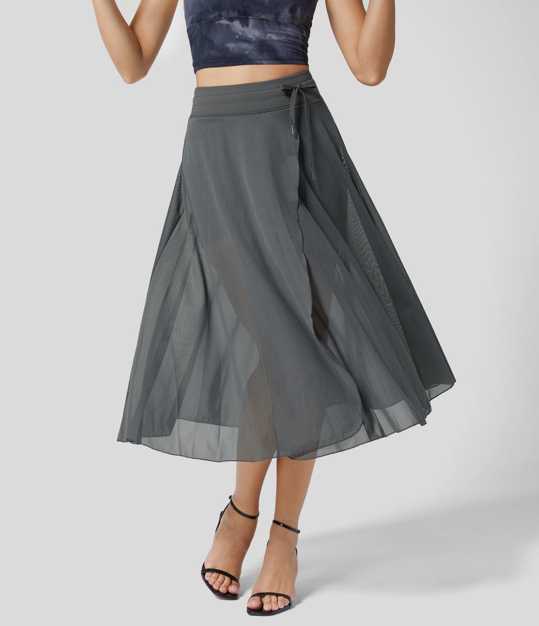 Levoire | Jupe Midi 2-En-1 Taille Haute Gris