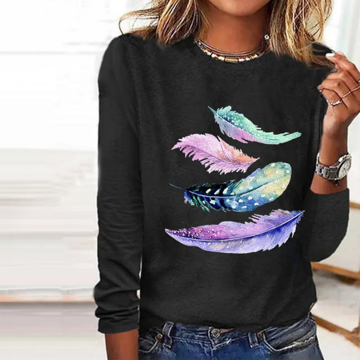 Levoire | T-Shirt Décontracté À Imprimé Plumes
