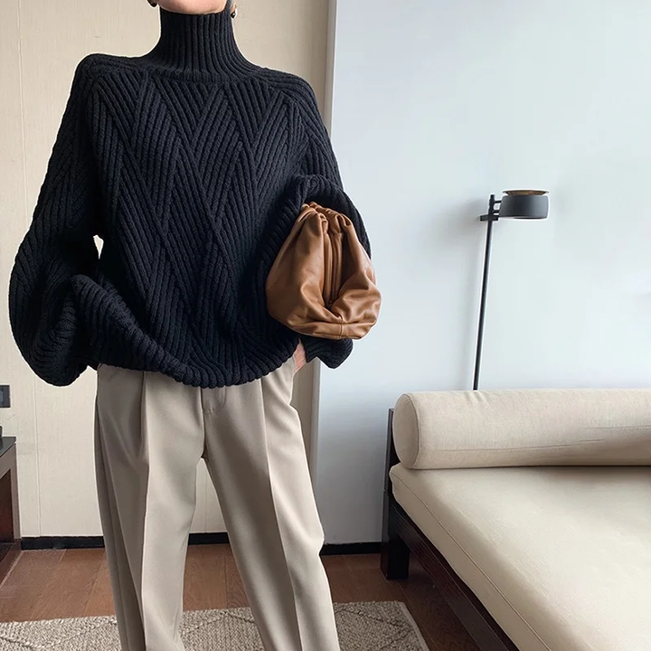 Levoire | Pull À Col Roulé Au Design Tricot Élégant