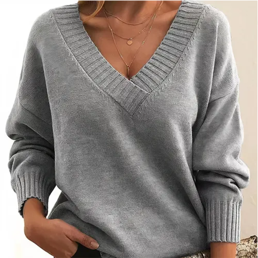 Levoire | Pull V à col en V pour femmes Gris