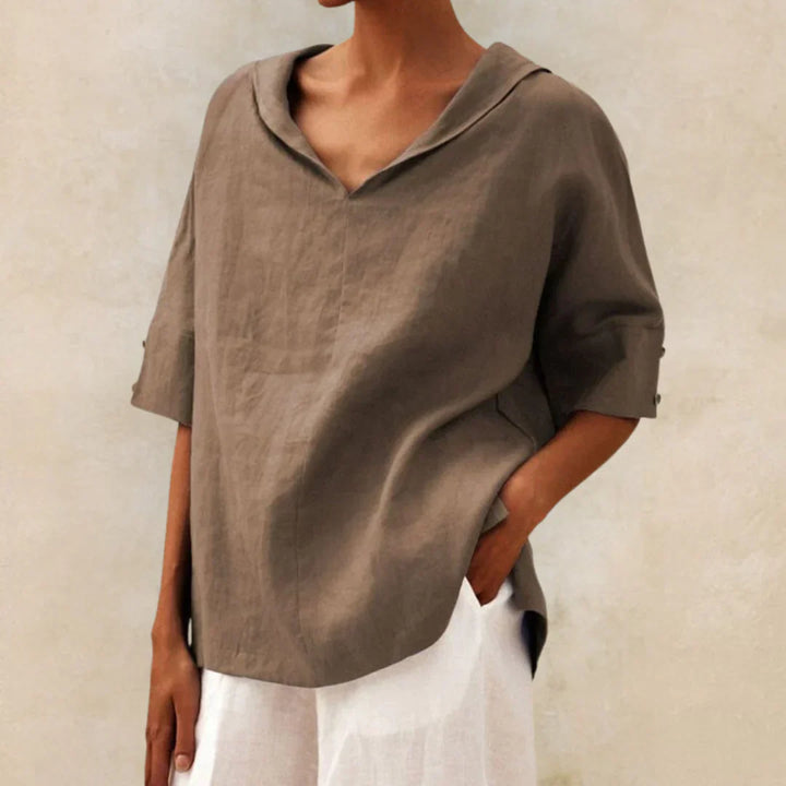 Levoire | Blouse Décontractée Aérienne Avec Décolleté En V Kaki