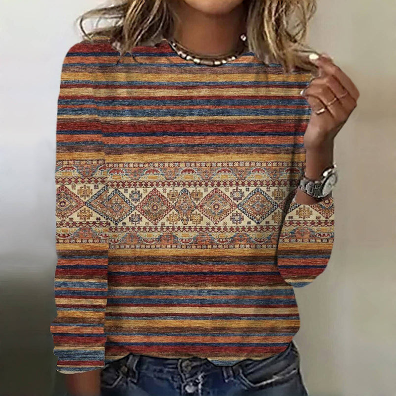 Levoire | Shirt Ethnique Vintage À Rayures Multicolore