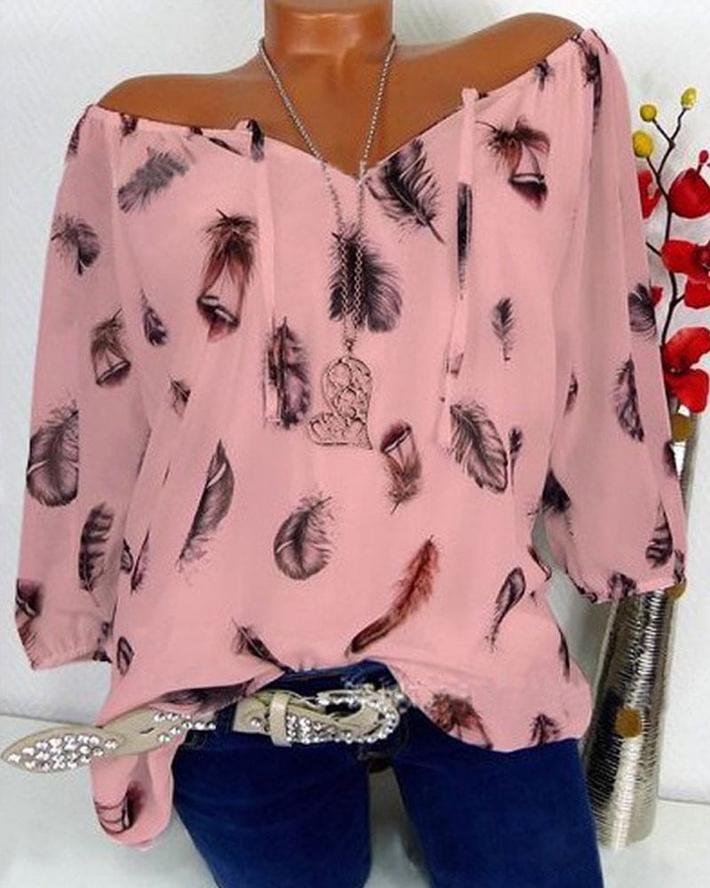 Levoire | Blouse Ajustée Avec Motif Plumes