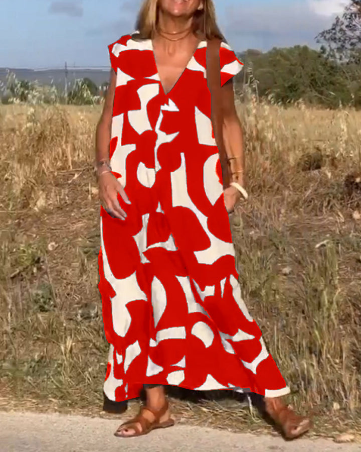 Levoire | V-Neck Robe Maxi Imprimée