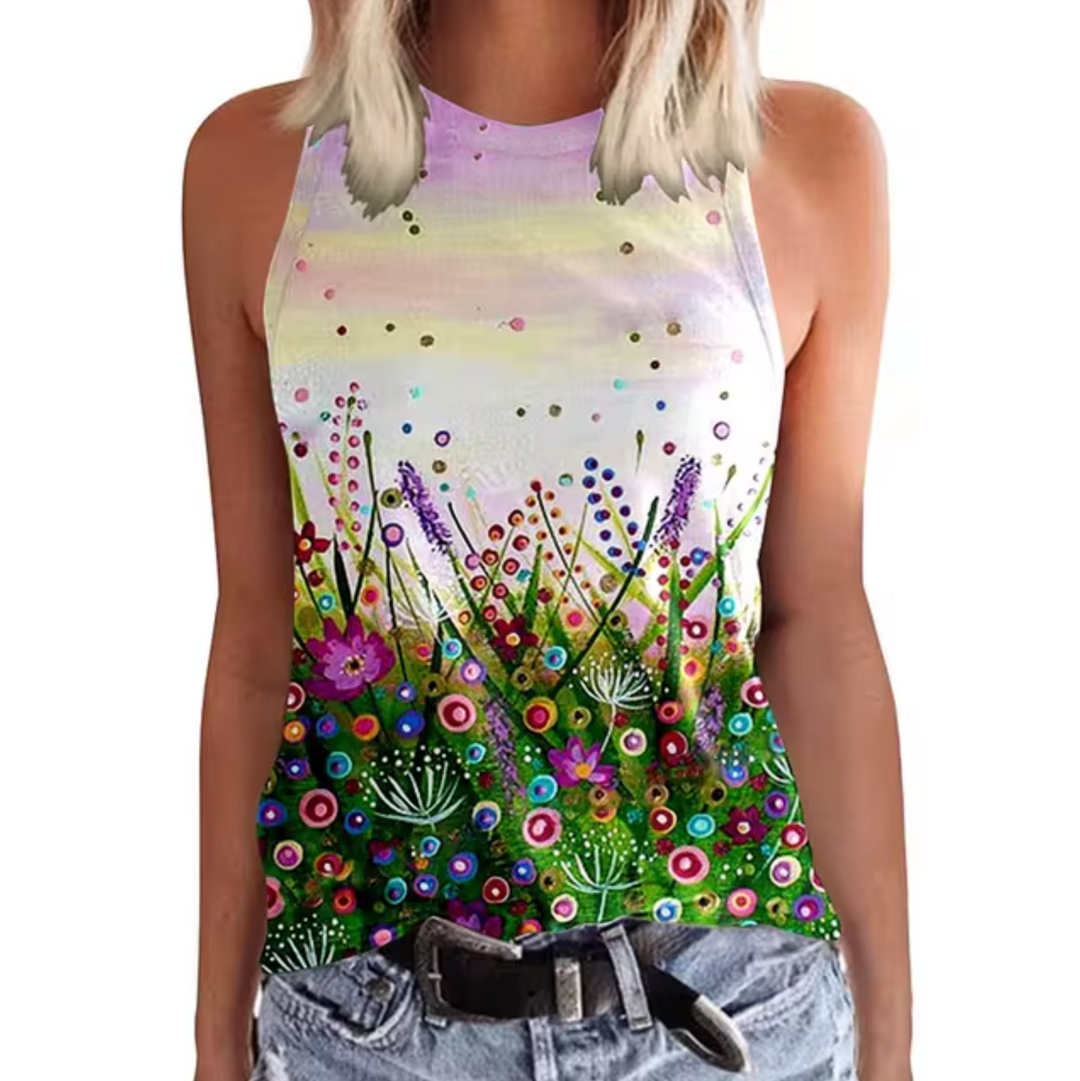 Levoire | T-Shirts Sans Manches Avec Imprimé Floral Blanc violet