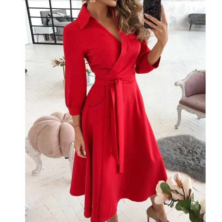 Levoire | Robe Midi Croisée Avec Décolleté en V Pour Femmes Rot