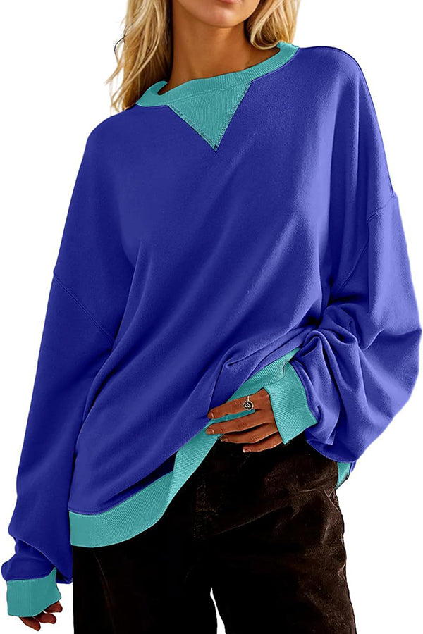 Levoire | Grande Taille Femme Sweat-Shirt Avec Blocs De Couleurs Et Manches Longues Bleu