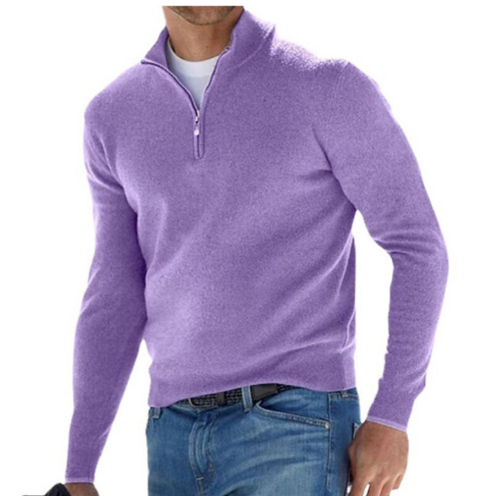 Levoire | Pull homme chaud avec fermeture éclair Pourpre