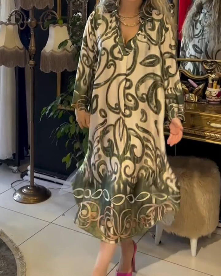 Levoire | Femmes Élégante Robe Imprimée Vert