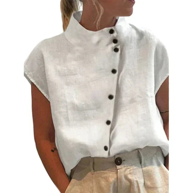 Levoire | Blouse Élégante Avec Col Montant Blanc