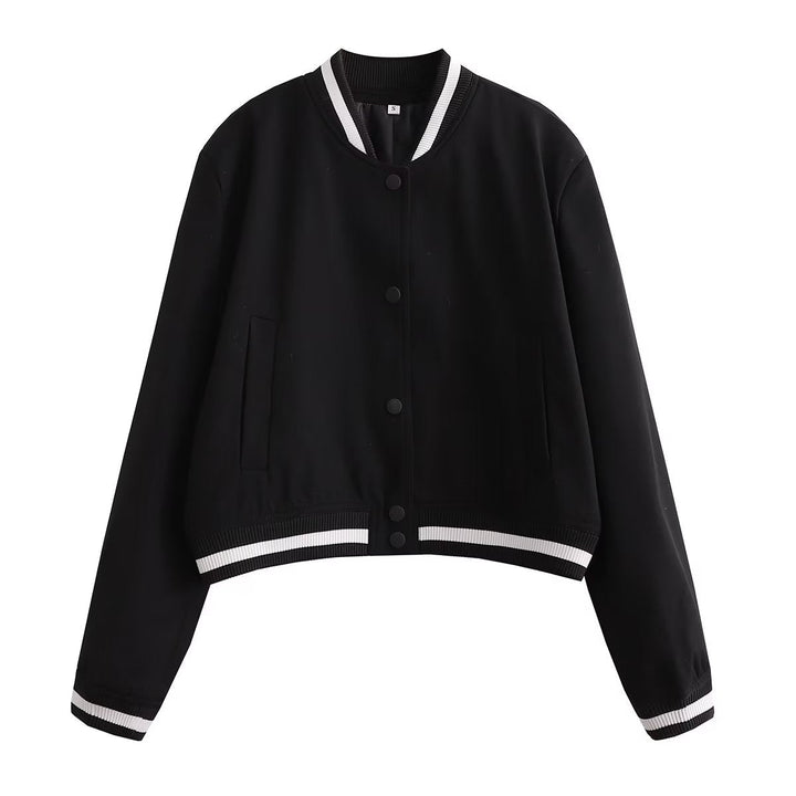Levoire | Veste Courte Tendance Pour Femmes Avec Col Bomber Noir